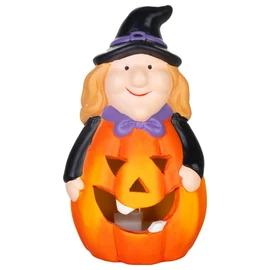 MagicHome halloweeni dekoráció – boszorkány töklámpásban, világító, terrakotta, 6,8 × 7,5 × 12,8 cm 8092406