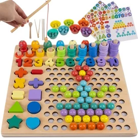 KRUZZEL fa fejlesztő mozaik puzzle gyöngyökkel és számokkal 00017252