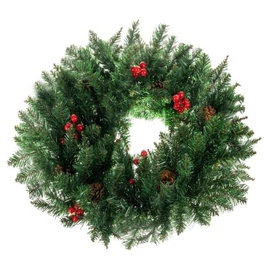 Karácsonyi koszorú 60 cm – tobozokkal és piros bogyókkal 00022298