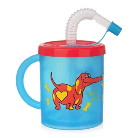 Gyerek pohár szívószállal, kutyás mintával, 260 ml 112276