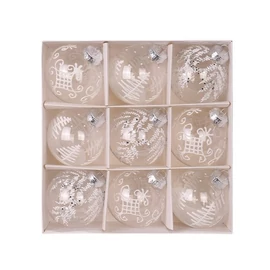 9 részes fehér karácsonyfadísz gömb szett – 8 cm BSN42