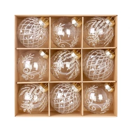 9 részes arany karácsonyfadísz gömb szett – 8 cm BSN61