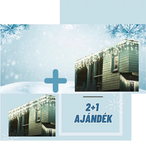 Meleg fehér jégcsap fűzér, 180 LED 8 méter 2+1 AKCIÓ icicle180Makcio