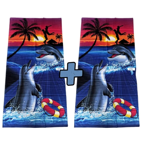 Strand törölköző 70 x 140 cm - Delfin mintás 1+1 AJÁNLAT 1773-2