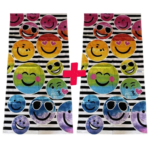Strand törölköző 70 x 140 cm - Emoji mintás 1+1 AJÁNLAT 240081-2