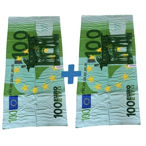 Strand törölköző 70 x 140 cm - 100 eurós bankjegy mintás 1+1 AJÁNLAT 242457-2