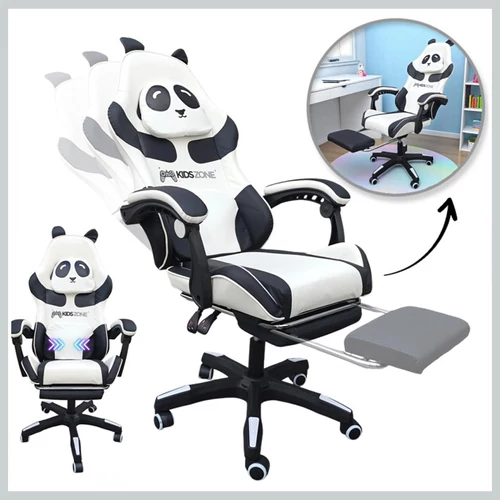 PANDA forgatható gamer szék lábtartóval és masszírozóval – KIDS ZONE KO34