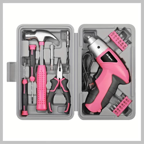 Kompakt 3.6V-os Elektromos Szerszámkészlet Tárolódobozzal Pink LR666726-P