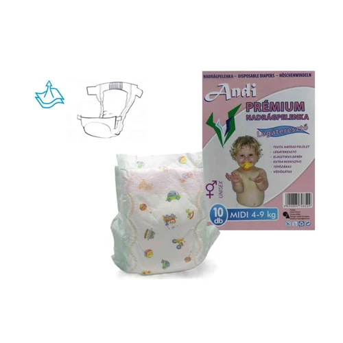 Andi Prémium nadrágpelenka – lányoknak – MIDI méret – 4–9 kg – 10 darab 5999885708529