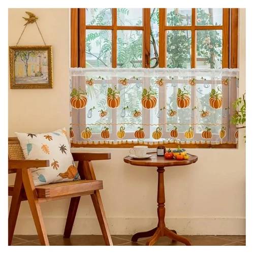 Tök mintás  hímzett, áttetsző függöny 142x55cm LF5238390-3