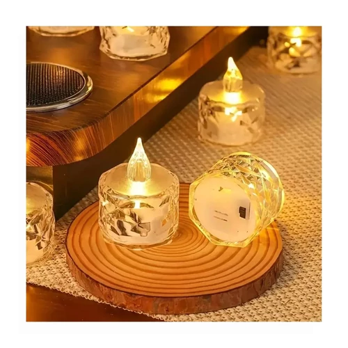 12 db Kristályhatású LED Gyertya – 5,2 × 4 cm, Meleg Fehér – QA322916-m