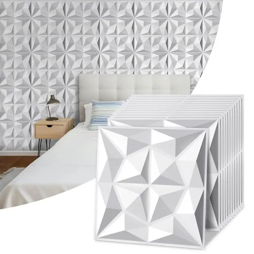 3D falpanel szett – csillagfehér, PVC, 50 × 50 cm 12 db 15173XV32-csfh5