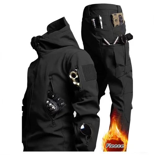 Softshell taktikai polárbéléses kabát és nadrág szett fekete S méret AU4713866-fs