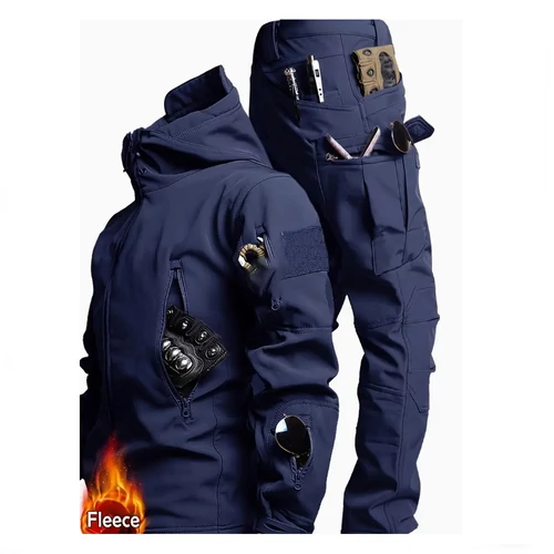 Softshell taktikai polárbéléses kabát és nadrág szett kék XL méret AU4713866-kxl