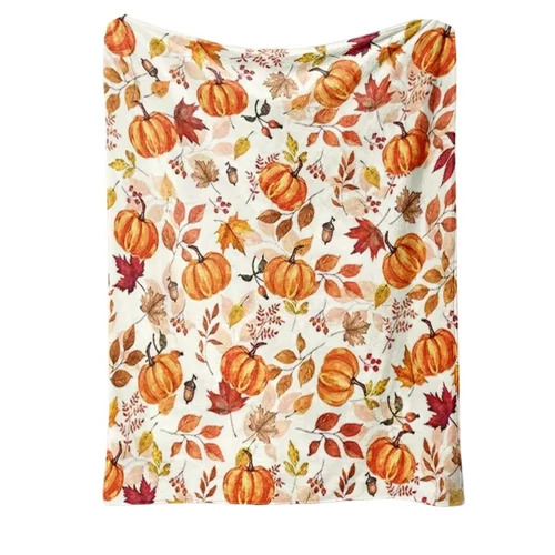 Őszi Tök és Levélmintás Flanel Takaró – 75×100 cm BW5475772 