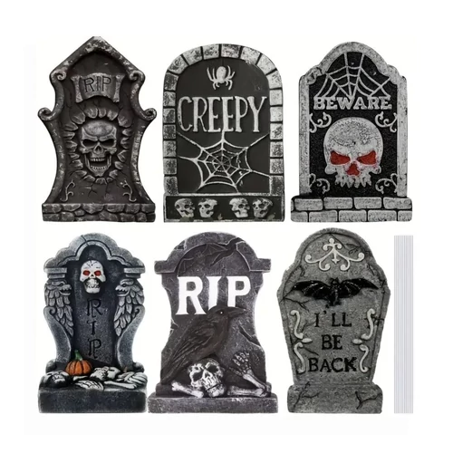 Halloween sírkő dekoráció – 6 db műanyag – LG3924531