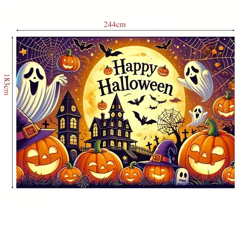Halloween Háttér – „Happy Halloween” Minta, 244×183 cm UX1567156 