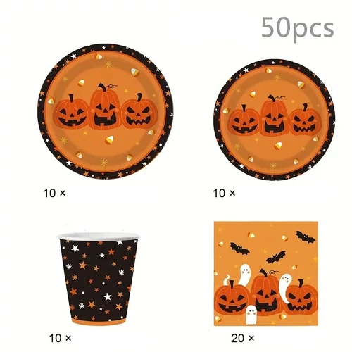 Halloween Papírtányér és Parti Készlet 50db-os szett YD4427987
