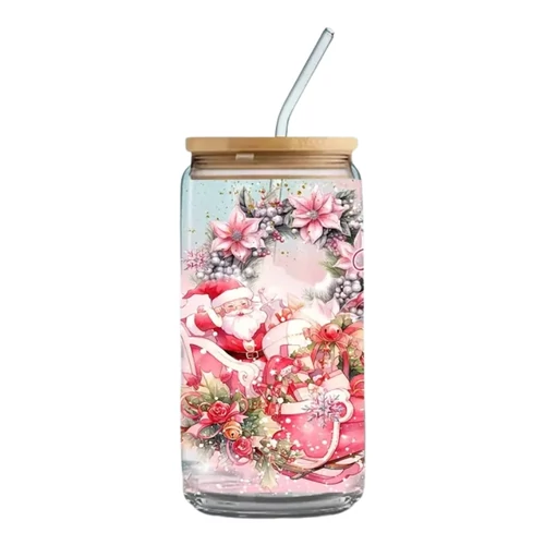 Karácsonyi üvegpohár szívószállal 470ml RY383176