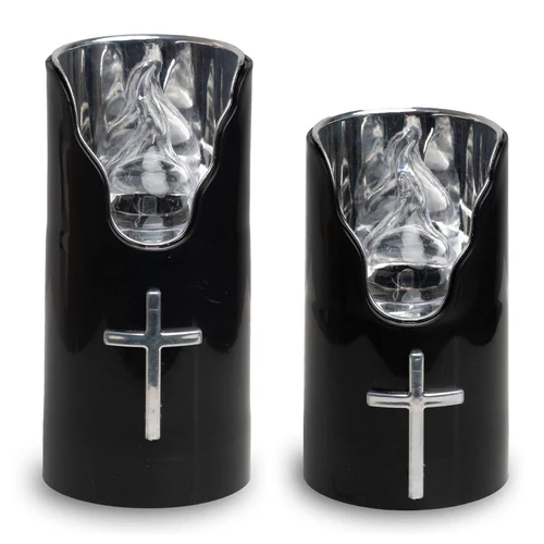 6db Elektromos LED mécses - Fekete-ezüst fehér lánggal 55532-7
