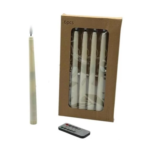 LED gyertya távirányítóval – 6 db/csomag, 28 cm 59304