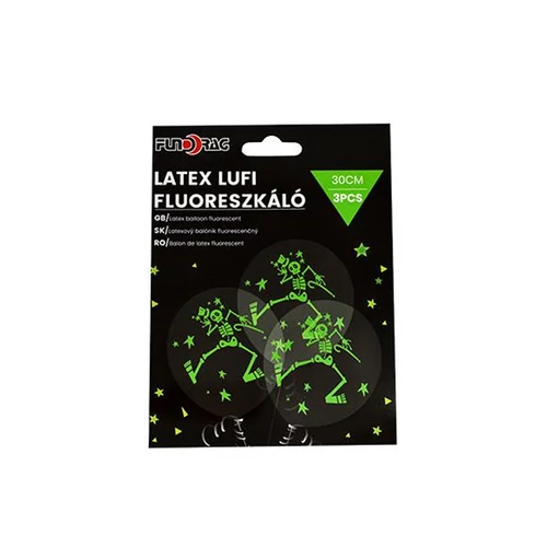 Halloween latex lufi – fluoreszkáló, 30 cm, 3 db/csomag 55115