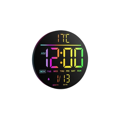 Digitális falióra Fekete – RGB háttérvilágítás, automatikus fényerőszabályozás DR4237989