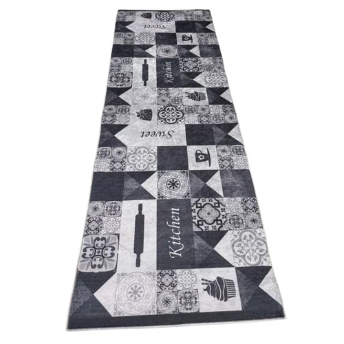 Konyhai Szőnyeg Fekete-fehér csempe mintával 70x200cm