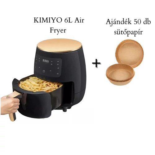 KIMIYO Air Fryer olaj nélküli sütő 2400W 6L + Air Fryer sütőpapír 50 db KIMIYO6LSP