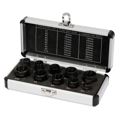 Csavarkiszedő dugókulcs készlet – 3/8”, 10 db-os YT-06031