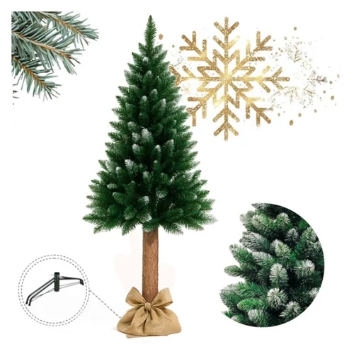 Műfenyő valódi fenyőtörzsön, havas hatású, 180 cm – CHO09