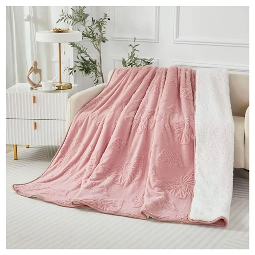 Violet 2 rétegű pillangó mintás ágytakaró/pléd 150x200 cm - Rózsaszín HD150200-4