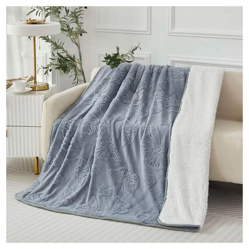 Violet 2 rétegű pillangó mintás ágytakaró/pléd 230x200 cm - Szürke HD230200