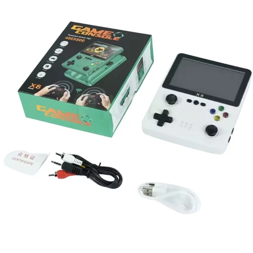 X8 Retro Kézi Játékkonzol – 4” IPS HD kijelzővel (640×480) (Fehér) X8FH