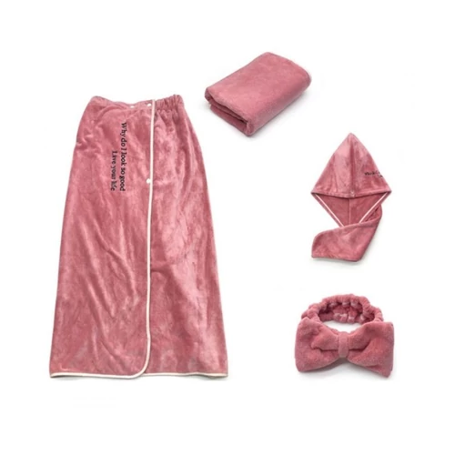 SPA Fürdőszett (Négyrészes) – Mikroszálas, Otthoni Kényeztetéshez – Rózsa Pink REC51WZ2