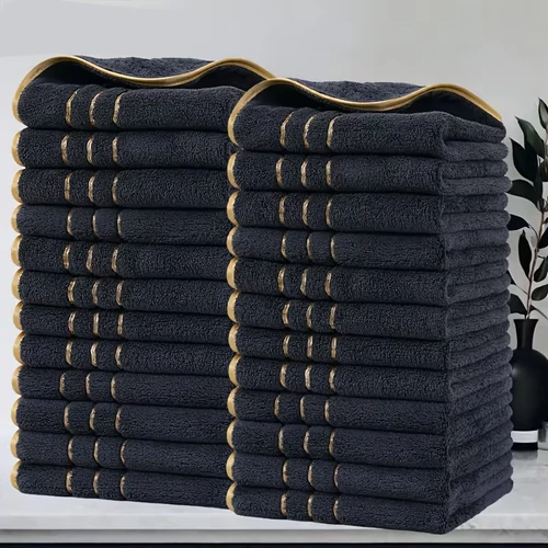 24 részes arany csíkos 35x35cm  törölköző szett sötétszürke RB6623627-SSZ