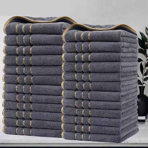 24 részes arany csíkos 35x35cm  törölköző szett szürke RB6623627-SZ