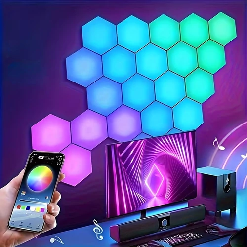 10db RGB LED hatszögletű fali lámpa QK279158