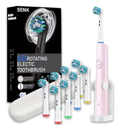 Senk-210 Smart forgó elektromos rózsaszín fogkefe ajándék  8 fej, állvány, doboz XC2282281-R