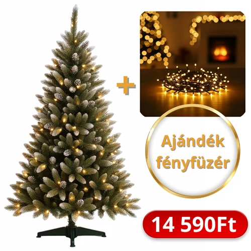 Havas műfenyő 160 cm + ajándék 100 LED-es karácsonyi fényfüzér 160100