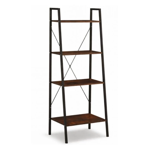 Modern 4 Szintes Létrás Könyvespolc és Virágtartó 147cm - Sötét Dió/Fekete SZ51BR