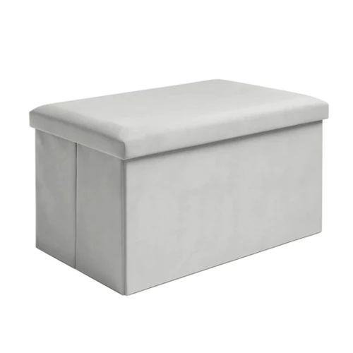 Összecsukható Szürke Bársony Tárolópuff 60x30x30cm 00025994