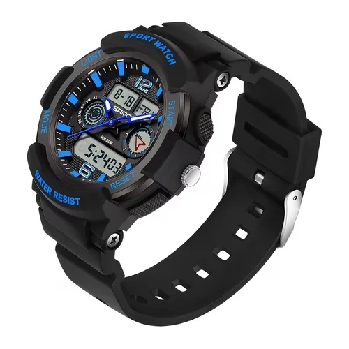 Női divatos quartz dupla kijelzős sport óra fekete-kék GH238501