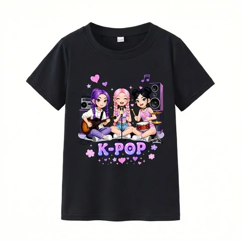 K-POP Energikus Lánybanda – Képregényes Rövidujjú Póló 65M2K5G420-3