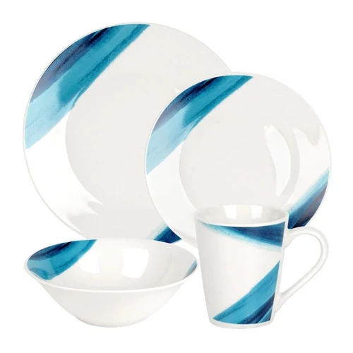 Vilde 16 részes porcelán étkészlet fehér kék mintával 139848