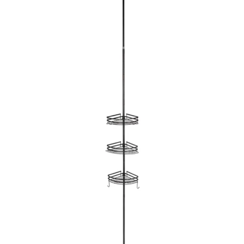 Fekete Fém Teleszkópos Zuhanypolc – 268 cm, 3 szintes sarokmegoldás 567062