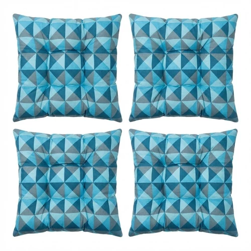 Geometrikus Mintás Székpárna Szett (4 db-os) Kék Színben HP01