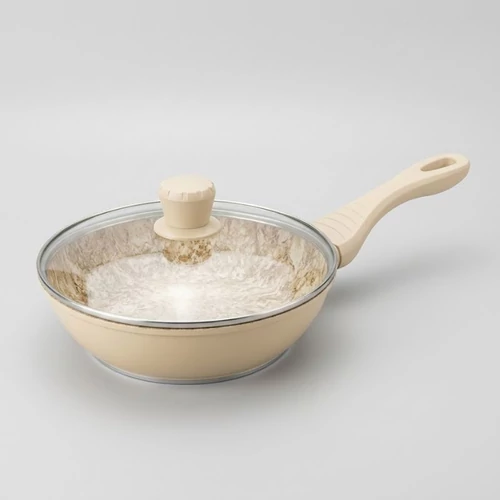 Bachmayer Home Granite Line mély serpenyő fedővel 26cm Fehér BM-7750-26
