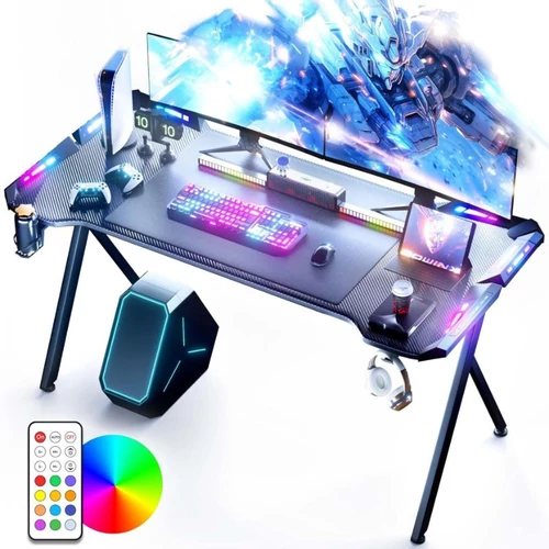 Dowinx RGB gamer számítógépasztal 120x60cm karbon szálas Fekete holm40041