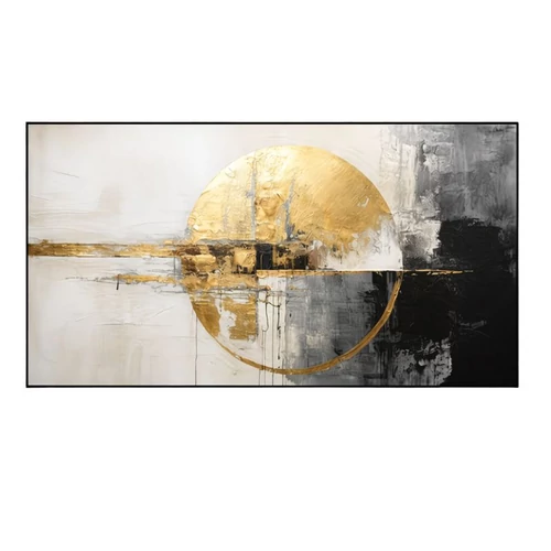 Modern absztrakt arany kör motívumos vászon falikép 60x120cm 56MW259848